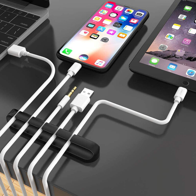 EvaluManagement-Enrouleur de câble USB flexible, support de fil, clips en silicone bien rangés, souris, clavier, protecteur d'écouteurs