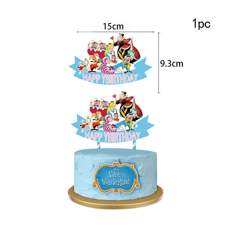 Disney-Decoración de fiesta de cumpleaños de Alicia en el país de las Maravillas, pancarta de globos de látex, decoraciones para pasteles, regalo de Baby Shower para niños y niñas