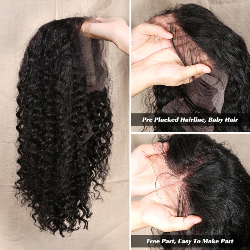Peluca de cabello humano rizado corto para mujer, postizo de encaje frontal 13x4, sin pegamento, peruano