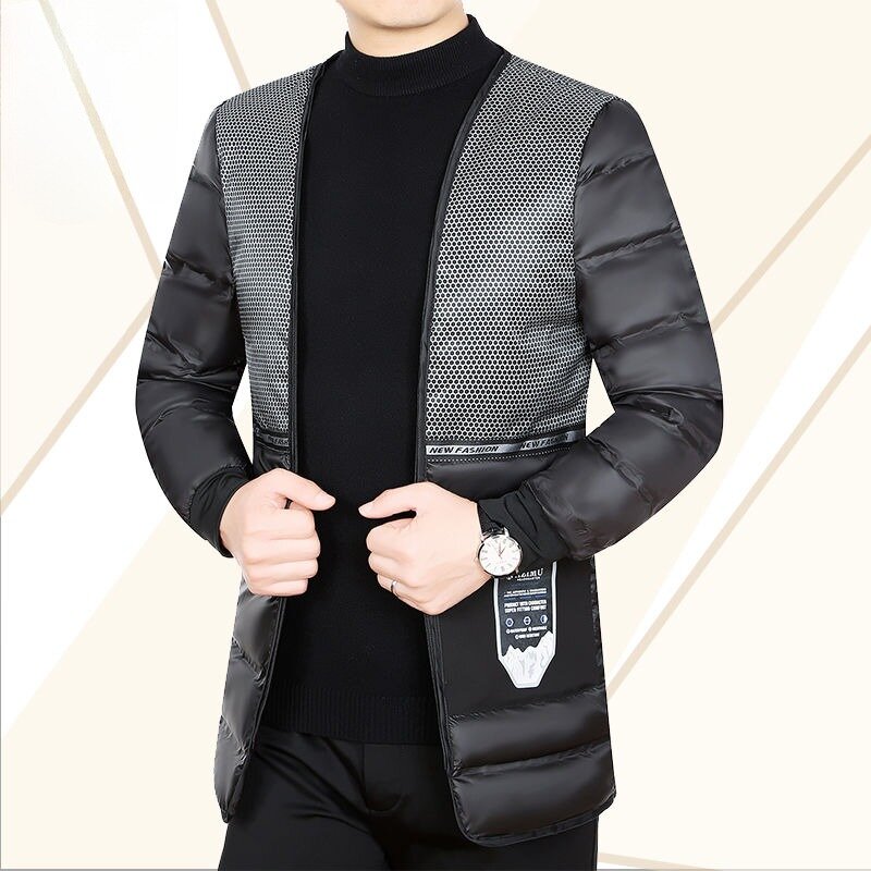 Casaco solto de parka de lazer de comprimento médio masculino, sobretudo destacável, jaqueta grossa e quente, outwear de moda, novo inverno, 2023