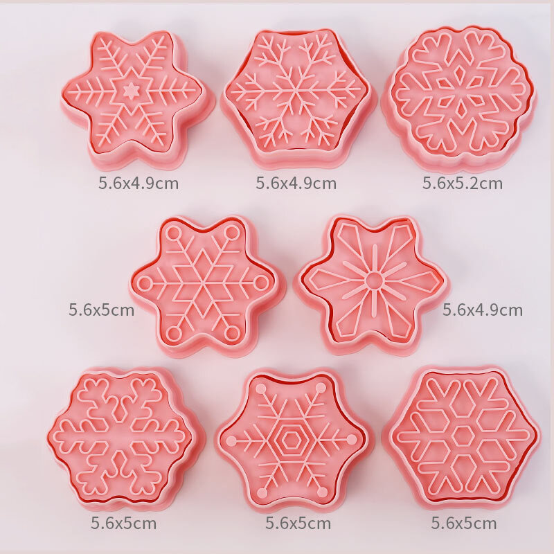 8 шт./компл. форма снежинки, резаки для печенья, 3D пластиковая Бриллиантовая печать, фотообои для выпечки