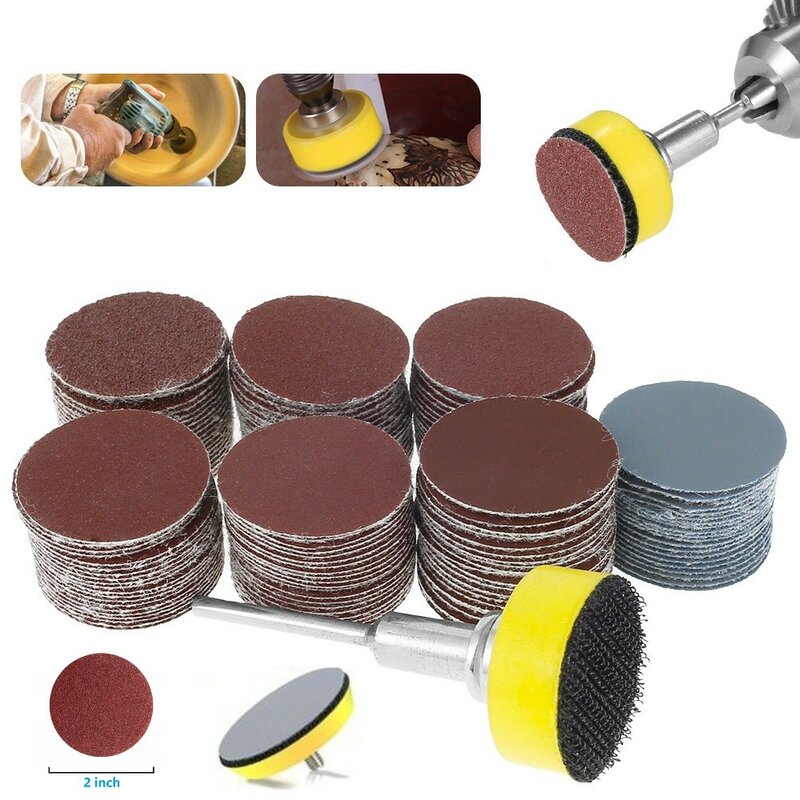 102/52pcs DIY flocking sanding discs pad kit 1/2/3 Inch Grit Abrasive Polish Wheel Wood Sanding Paper Set for Dremel Rotary Tool