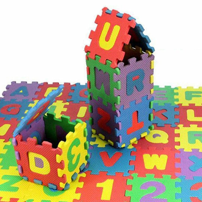 子供のための遊び用フロアマット,教育玩具,アルファベットの文字,数字のパズル,クロール用,36個。