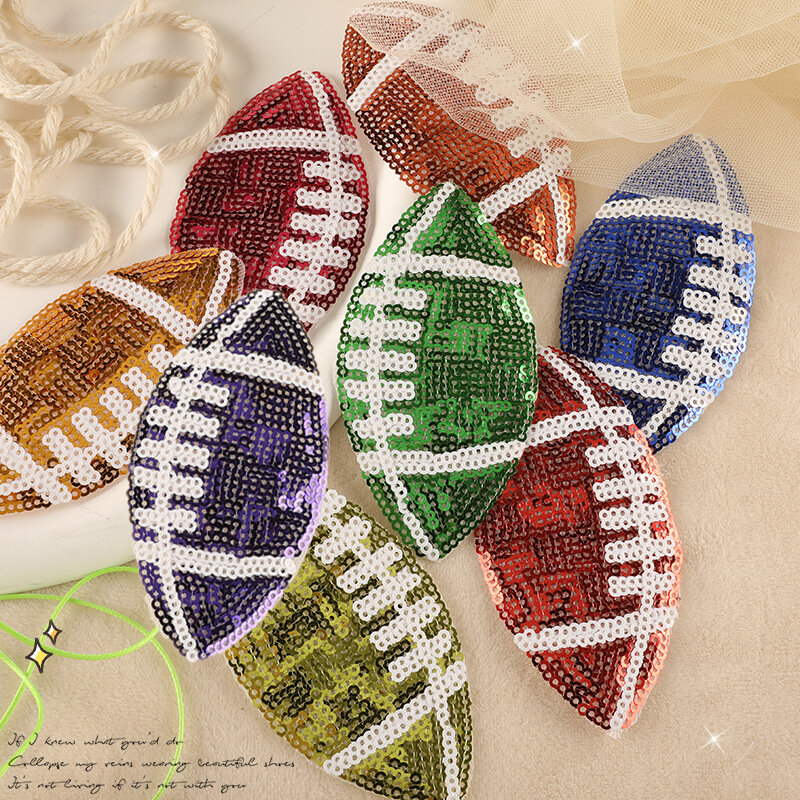 2024 Rugby Embroidery Patch DIY Handmade PET Beads Sticker Adhesive Badges Iron on Patches Clothing Hats Bags Fabric Accessories