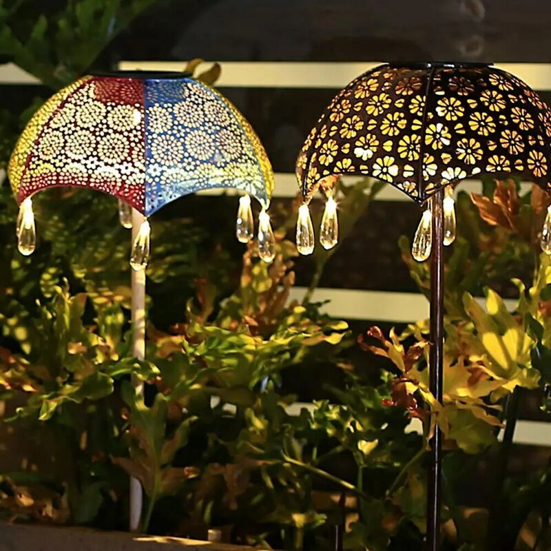 Decorative Long Lasting Umbrella Style Solar Lamp Walkway Lights for Yard