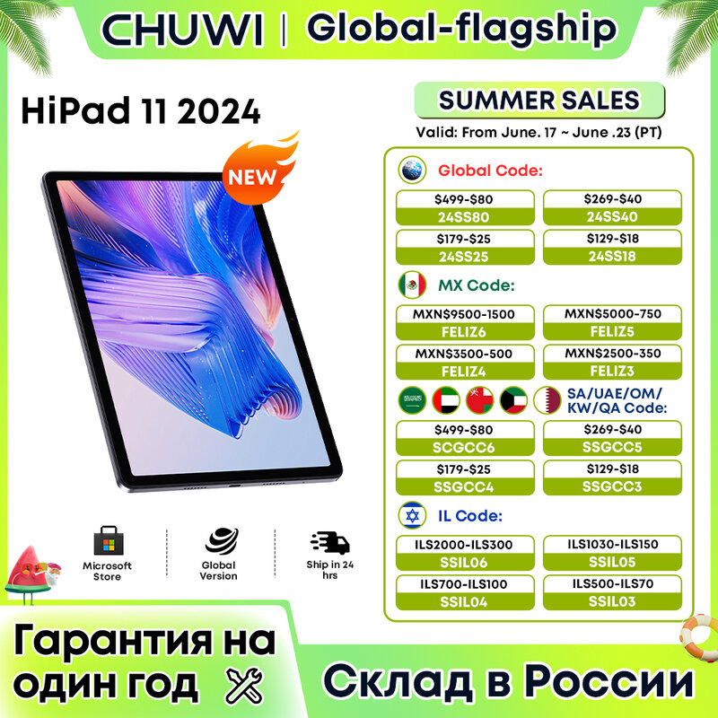 Планшет CHUWI 2024 HiPad 11 на Android 14, 10,95 дюйма, FHD, Unisoc T616, 6 ГБ ОЗУ, 128 Гб ПЗУ