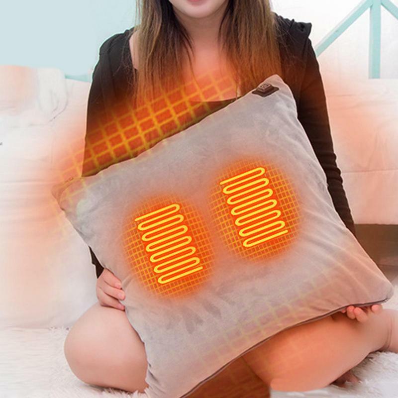 Heated Throw Pillow Cushion 40-50c Hand Feet Warmer 3Heat Setting Electric Heated Pillow Lumbar Support Pillow For Abdomen