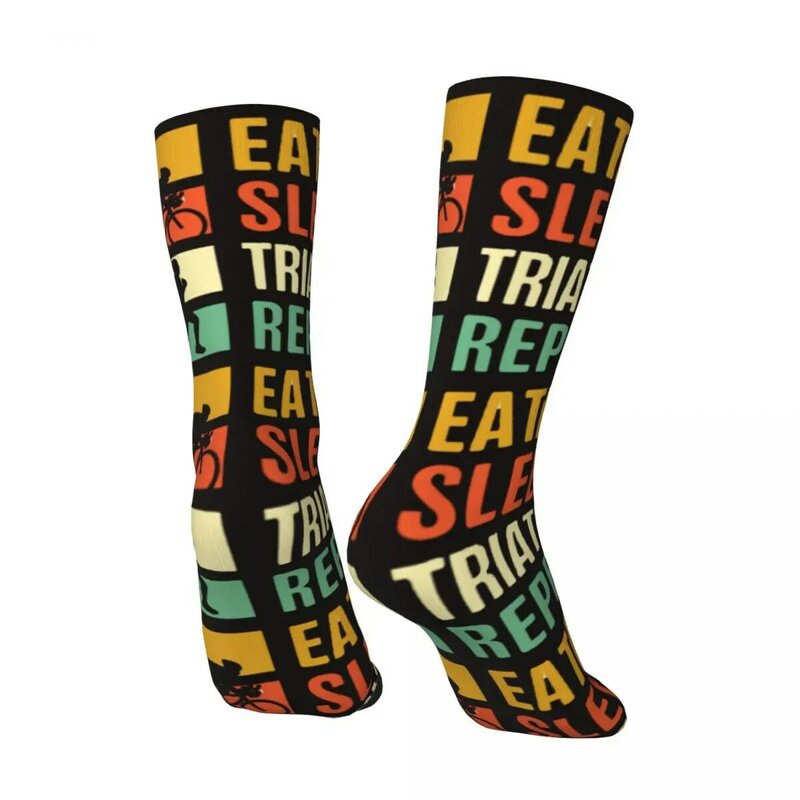 Мужские и женские носки для триатлона с надписью "Eat Sleep", для отдыха, красивые подарки на весну, лето, осень и зиму