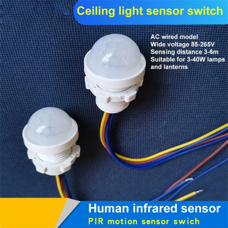 Sensor de movimiento infrarrojo, detector con modo de retardo de tiempo ajustable, interruptor de luz PIR con voltaje de 110V-220V