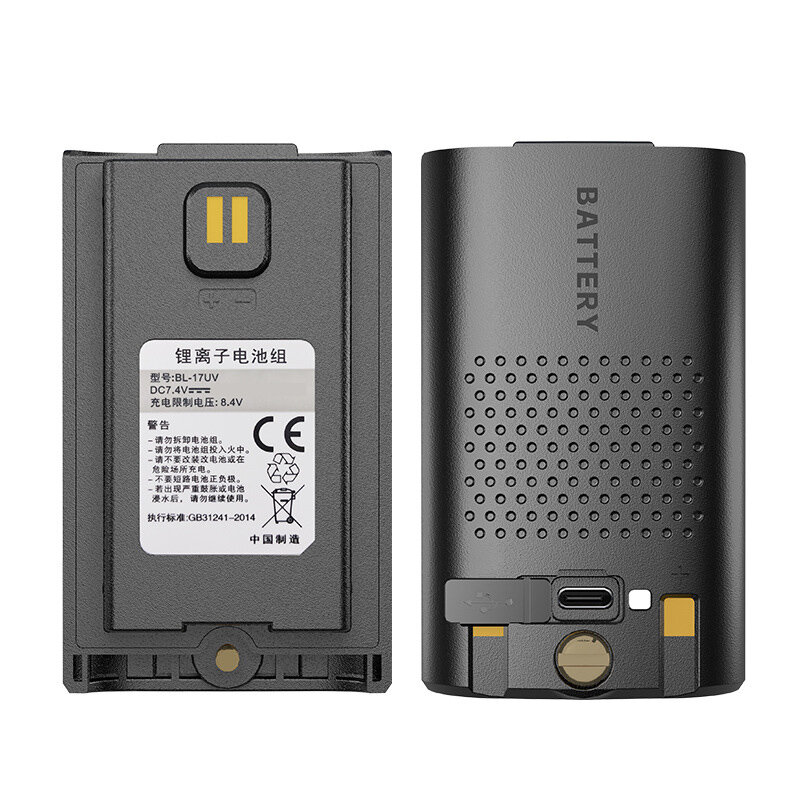 Baofeng-Walkie Talkie Bateria Recarregável, Carga Tipo-C, Alta Capacidade, UV-17 Pro, UV-17L, UV17, V1, Série V2