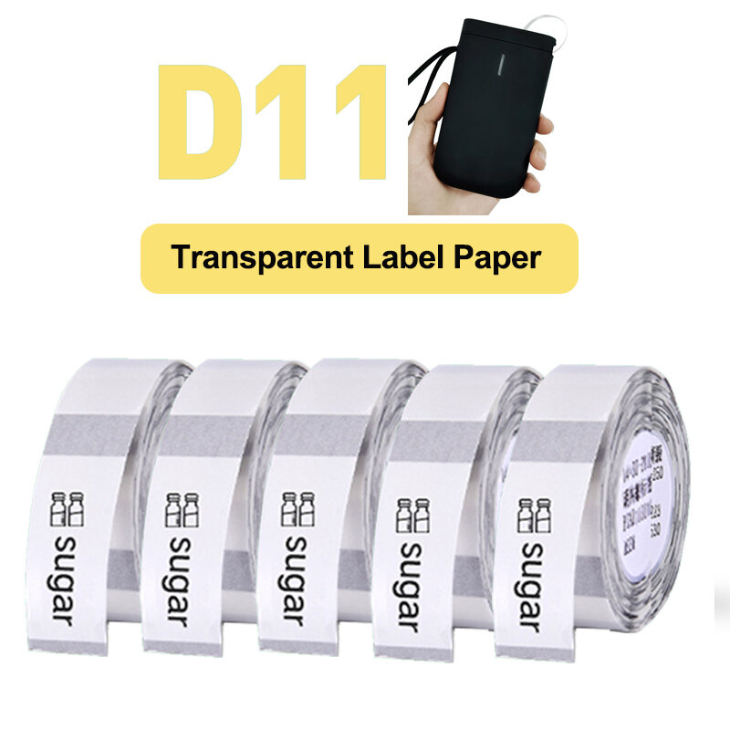 Niimbot-D11 D110 D101 공식 투명 감열지 라벨 스티커, 방수 및 내유성 스티커 용지 롤