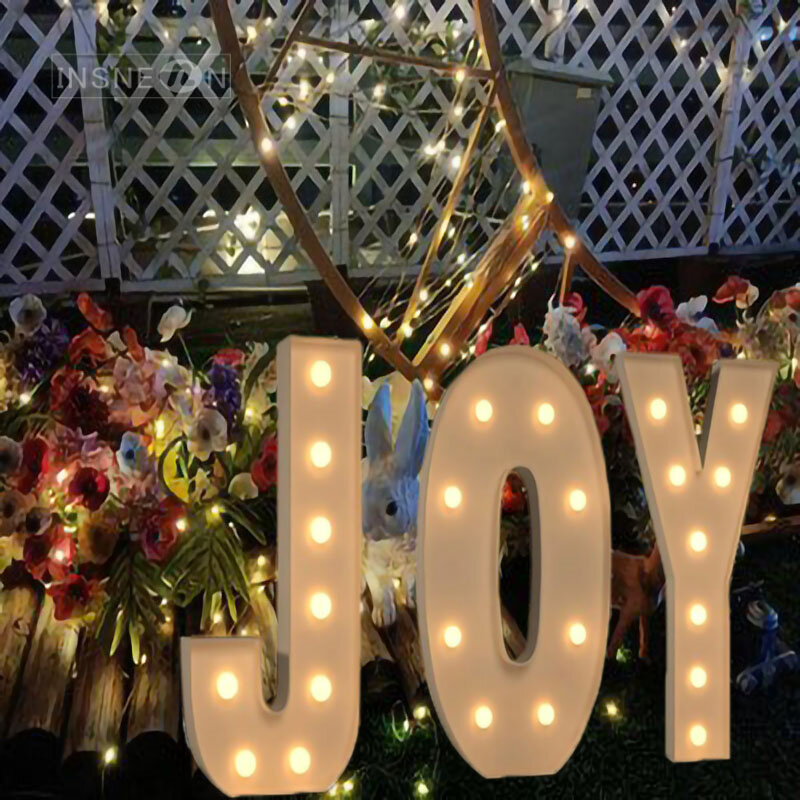 Señalización de letras del alfabeto, bombilla LED de 70-120cm, decoración de fiesta de cumpleaños, boda, tienda de flores, marquesina 3D