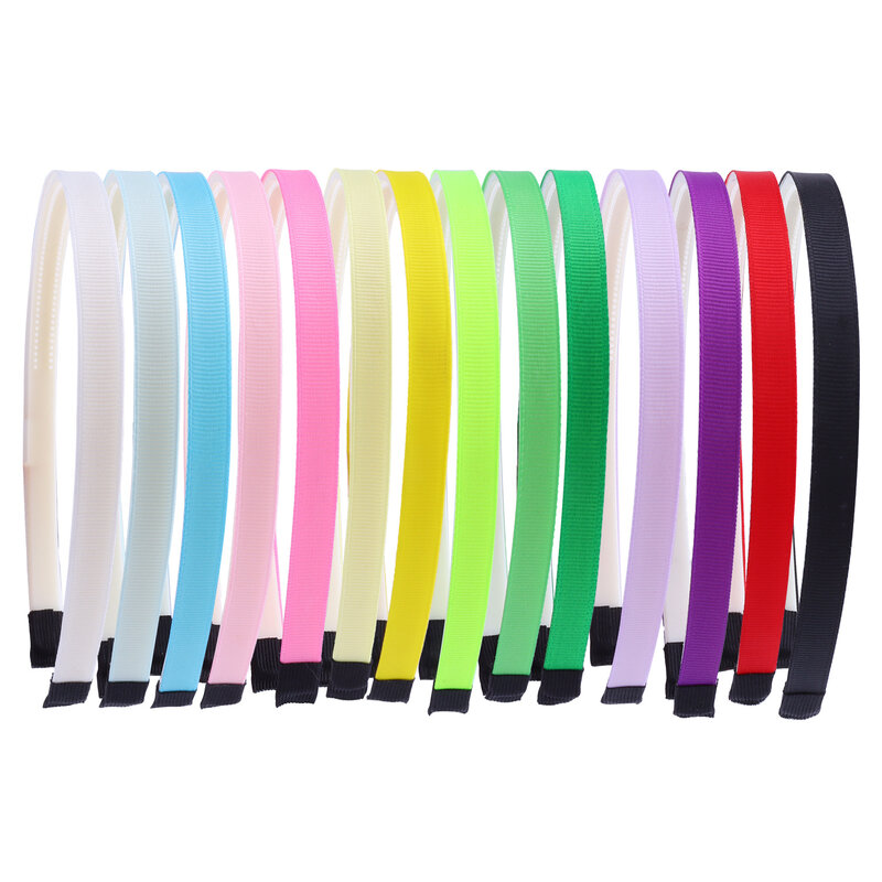 10pcs/Lot 10mm Candy-Colored Ribbon Covered Hairband Baby Girl Headbands Ribbon Wrapped Plastic Headbands 14 Colors