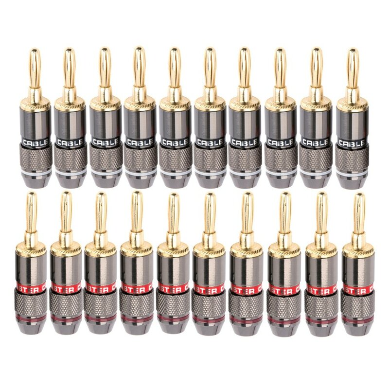 20Pcs 4mm Banana Plug 24K Gold Plated Pure Monster Copper Speaker Adapter Screw Plugs Audio Connectors