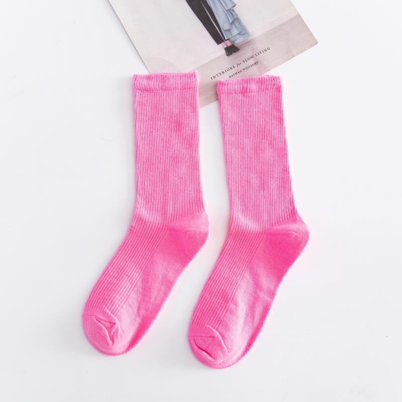 Colors Cotton Socks For 28 Women Harajuku Loose Socks Girls Solid Color Long Socks Studendts Fashion Sports Soft Hosiery Woman