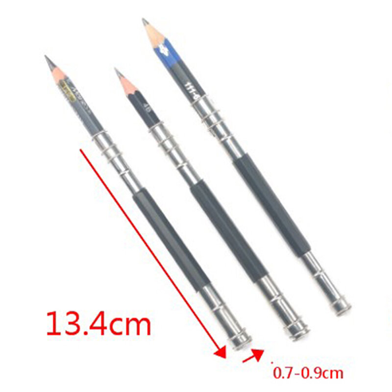 Metal Pencil Extender Stainless Steel Receiver Clip Adjustable Dual Head Pencil Extender Pencil Holder