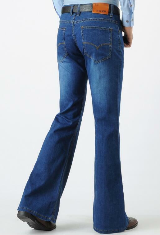Men Flared Jeans Spring Denim Pants Vintage Blue Trouser Long 40 SIZE