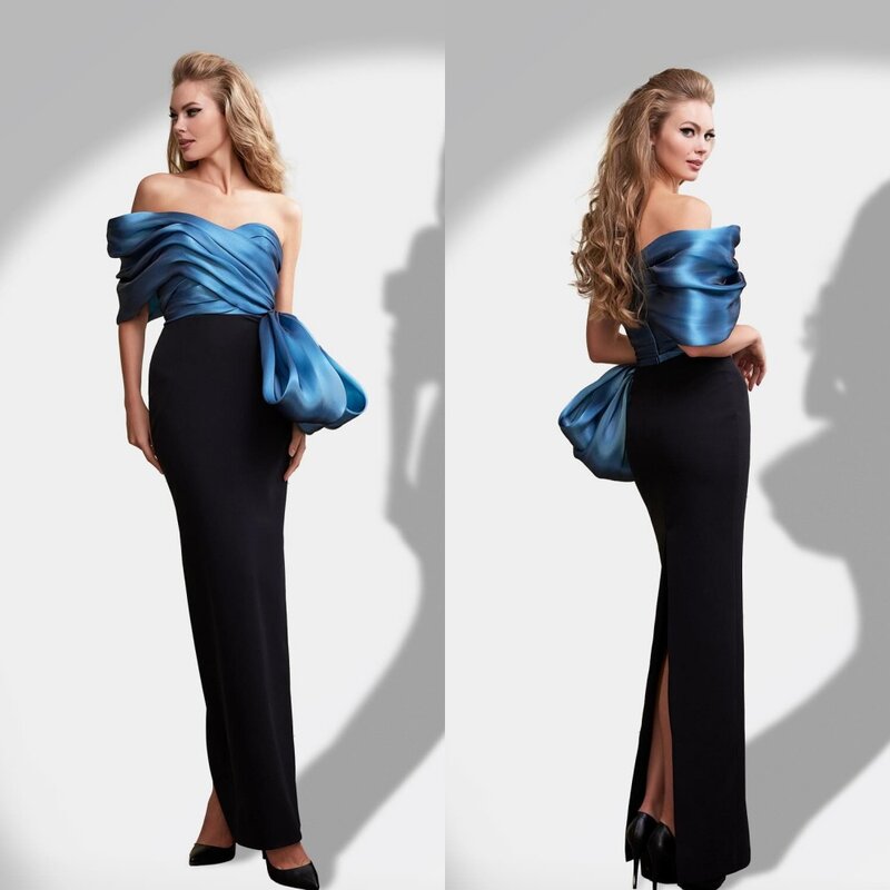 Prom Dress Evening Saudi Arabia Jersey Draped Pleat Ruched Valentine's Day Sheath Off-the-shoulder Bespoke Occasion Gown