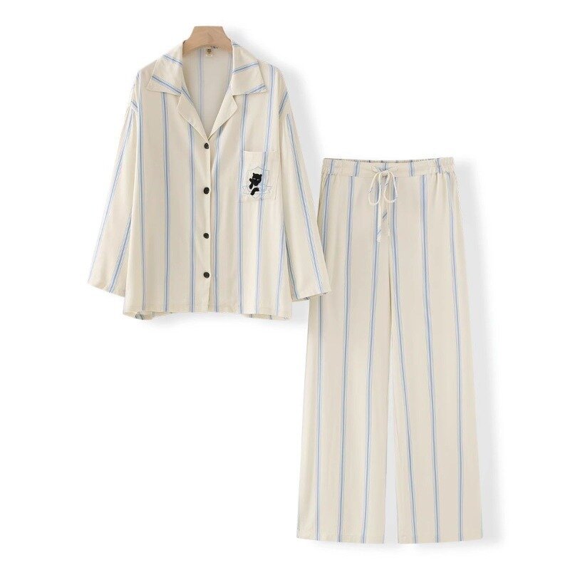 Najnowsza piżama w stylu kochanków gwiazda tej samej bielizny męskiej kobiety wiosna jesień słodka koszula nocna z długim rękawem cienkie zestaw odzieży domowej