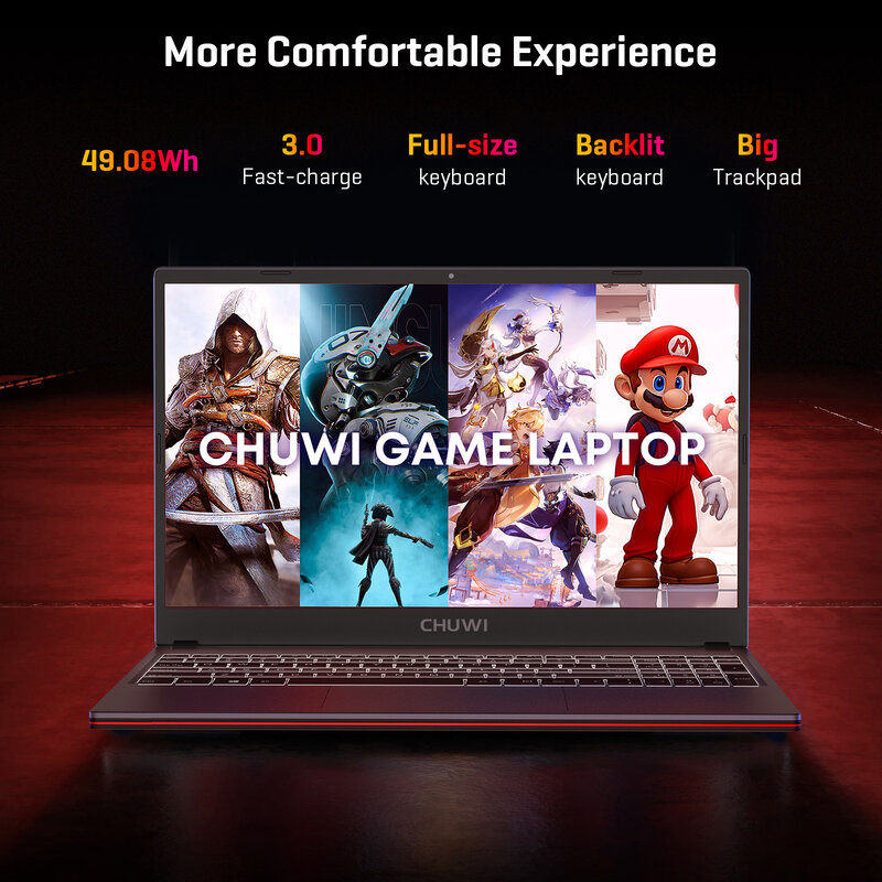 CHUWI CoreBook XPro Игровой ноутбук Intel i5 - 1235U 10 Ядерный ноутбук Игровая приставка 15,6 - дюймовый FHD экран 16 ГБ RAM 512 ГБ SSD ноутбук