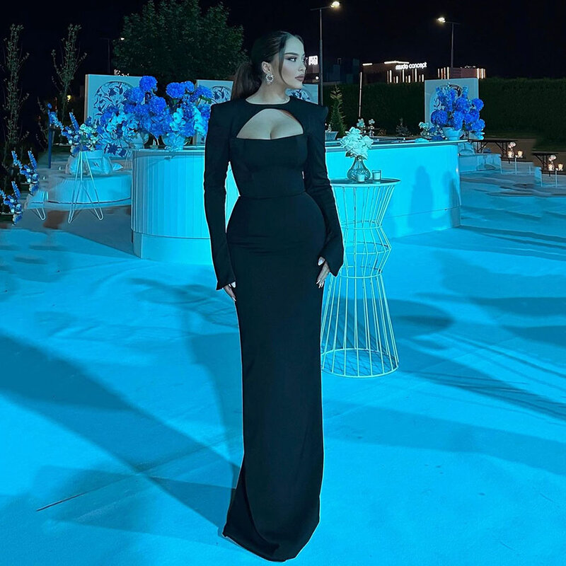 Msikoods elegancka czarna arabska suknie balowe syrena długie rękawy muzułmańskie formalne suknie wieczorowe kobiety sukienki na przyjęcie 2024