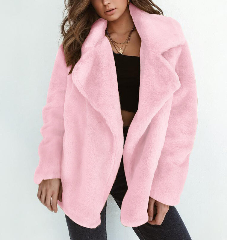 Giacca autunnale e invernale per donna moda Casual tinta unita nuovi cappotti con risvolto caldo addensato