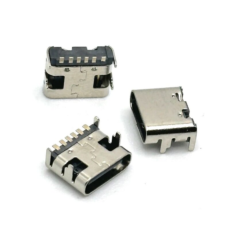 1/20Pcs 6 Pins Smt Socket Connector Micro Usb Type C 3.1 Vrouwelijke Plaatsing Smd Dip Voor Pcb Design Diy Hoge Stroom Opladen