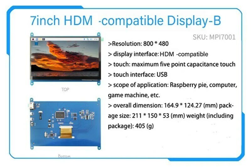 Raspberry Pi 3b Series Touch Screen, 3.5 ", 4", 5 ", 7", tela resistiva ou capacitiva
