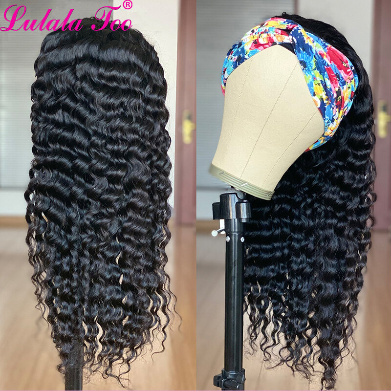Deep Wave Headband Wig Human Hair Glueless Full Machine Wigs Brazilian Deep Wave Wigs Remy Hair Half Wigs For Women Yepei Hair