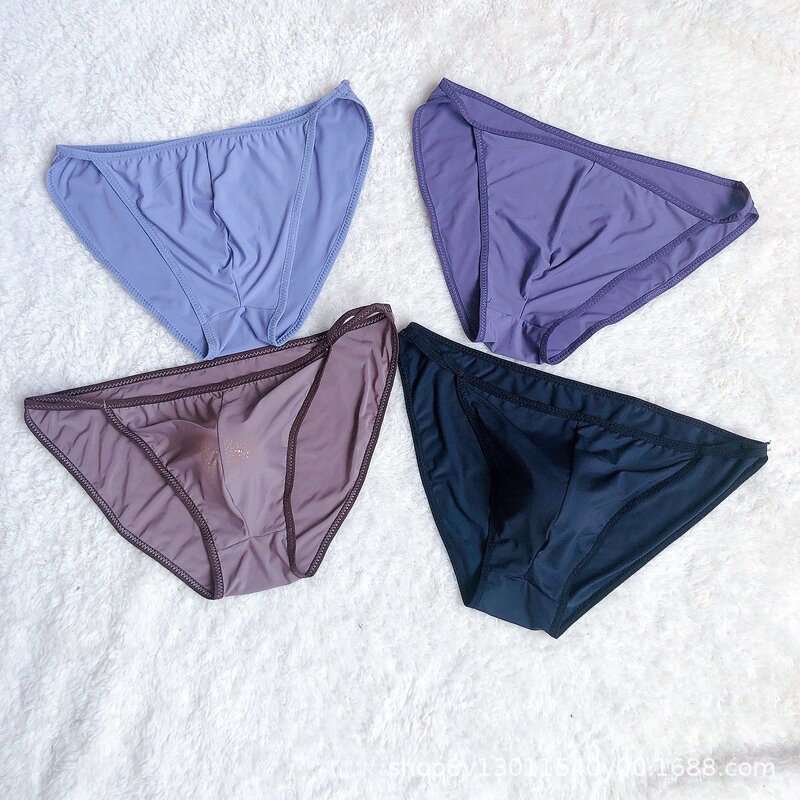 Summer New Ice Silk Breathable Cool Men's Bag Briefs Sexy Comfortable Soft Large Size Men's Underwear Sexy Panties