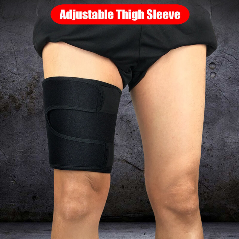 Thigh Support Brace Adjustable Compression Thigh Sleeve with Non-Slip Nylon Button for Sore Hamstring, Groin & Quad Support