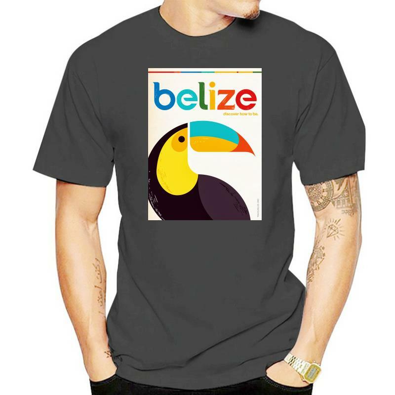 Camiseta de moda de verano 2022 de algodón con gráfico creativo, póster de viaje, camiseta de Belize, 100%
