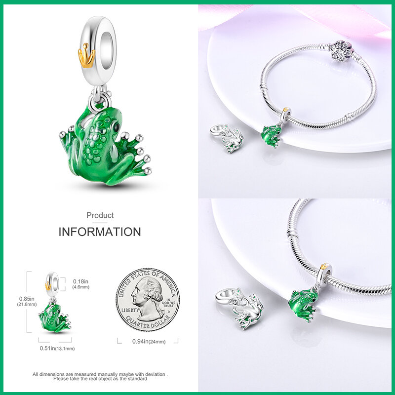 Verde trevo de quatro folhas Charme Beads, 925 prata esterlina, adequado para Pandora pulseira original, produção DIY, quente, 2024