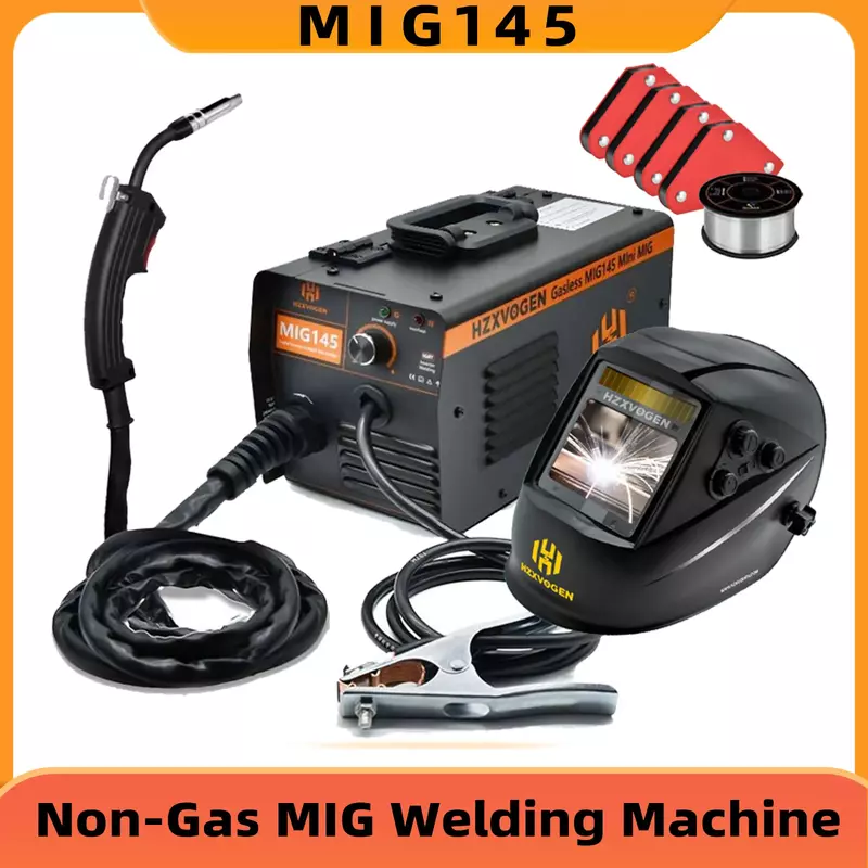 HZXVOGEN Mig Welding Machine Without Gas MIG145 inverter Welders 4PCS Magnets Iron Soldering Portable Electric Welder For Metal