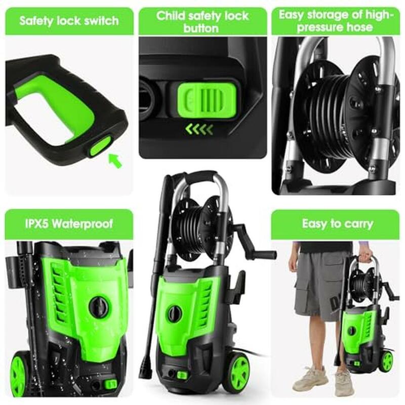Electric Pressure Washer 4000 PSI 4.0 GPM High Power Machine 4-in-1 Spray Tips Soap Bottle Car Washing USA Parts TSS System 33ft
