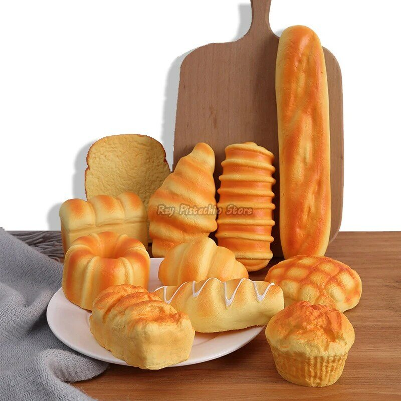 1pcs Artificial Simulation Bread Fake Food Model French Baguette Toast Cake Bakery Kids Play Kitchen Toys Boy Girl Pretend Baker