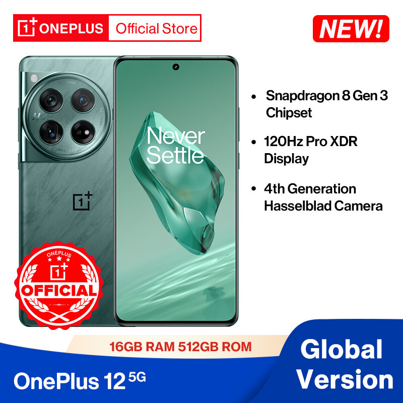 OnePlus 12-teléfono inteligente versión Global, dispositivo con Snapdragon 8 Gen 3, cámara Hasselblad 2K, pantalla de 512Hz, carga SUPERVOOC de 120 W, 16GB y 100 GB, estreno mundial