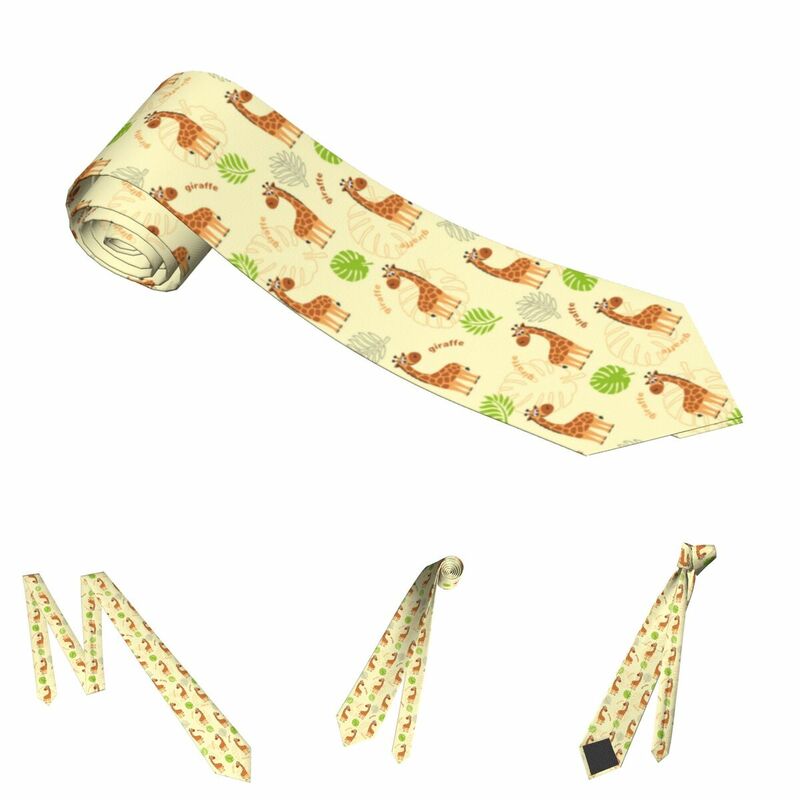 Corbata de jirafa con hojas tropicales para hombre y mujer, corbata de cuello ancho de 8 cm de poliéster a la moda, accesorios para Cosplay