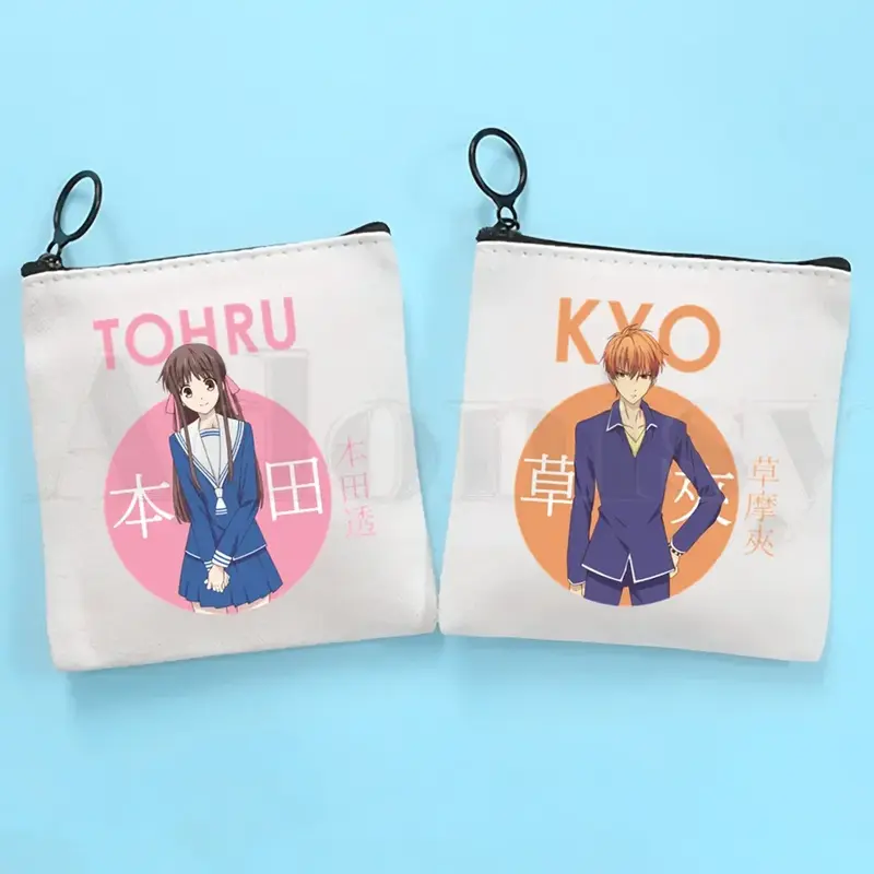 Kyo Cat Fruits Basket Anime Cartoon Bag, monedero, almacenamiento, tarjeta pequeña, llave, embrague de monedas, bolsa de llave con cremallera