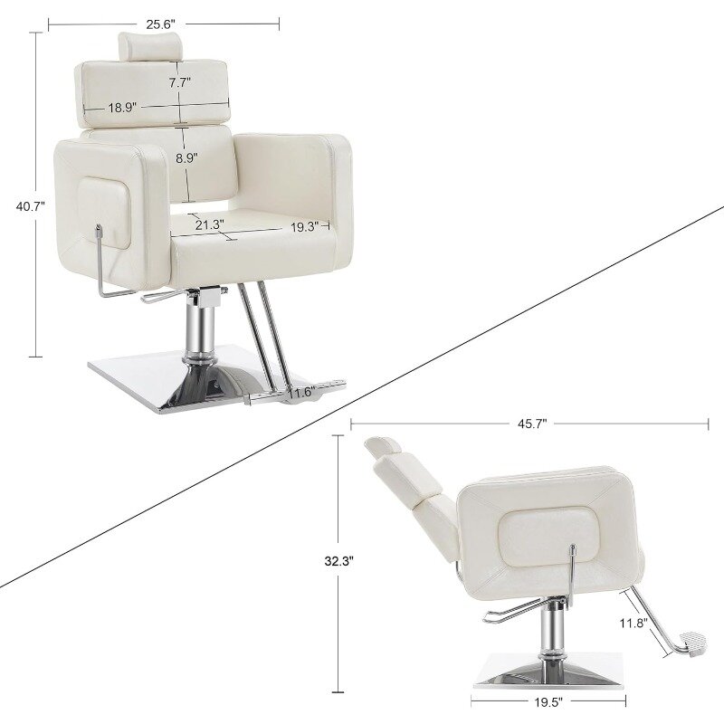 Barberpub-cadeira de barbeiro hidráulica clássica, reclinável, ajustável, salão de beleza, spa, cor champanhe, 2065