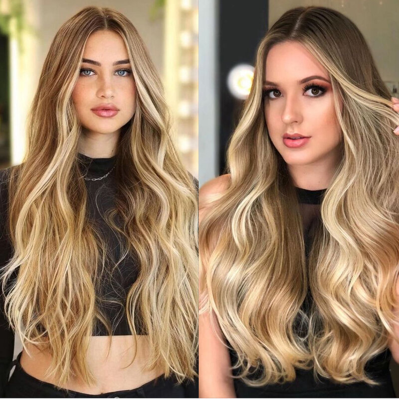 Lovevol 16“ to 24” 160G Platinum Blonde Highlights on Brown Hair Brunettes 100% Real Machine Remy Human Hair Clip in Extensions