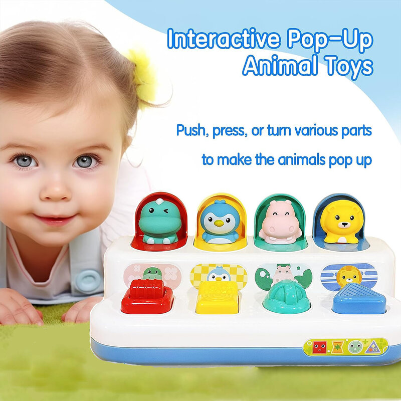 Baby Pop-up Spielzeug Tier Peekaboo Schalter Knopf Box Schatz Überraschung Box Verstecken Spiel Baby pädagogische Montessori Spielzeug Spiele