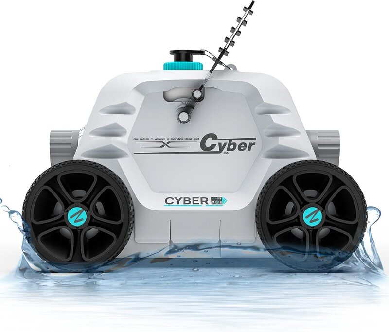 Limpiador robótico inalámbrico para piscinas, aspirador automático para piscinas por encima/por encima de la mitad, hasta 40 pies de fondo plano, máx. 95 minutos de duración, 1000