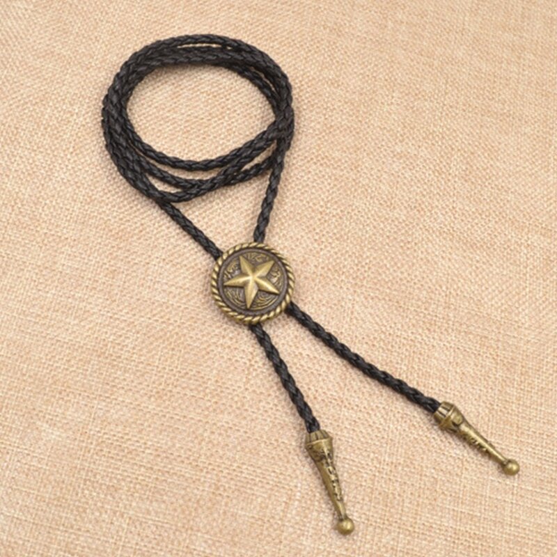 Плетеная веревка из искусственной кожи, ожерелье со звездой, галстук-боло, ювелирный аксессуар для мужчин и женщин, Прямая