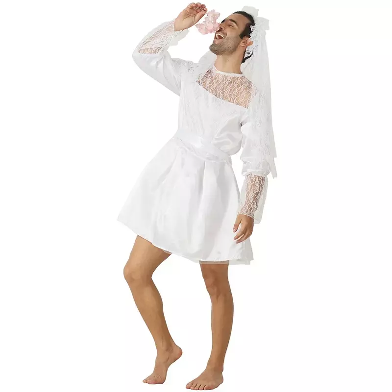 Vestido de novia blanco para hombre, traje de actuación en escenario para Festival, vestido de novia para hombre
