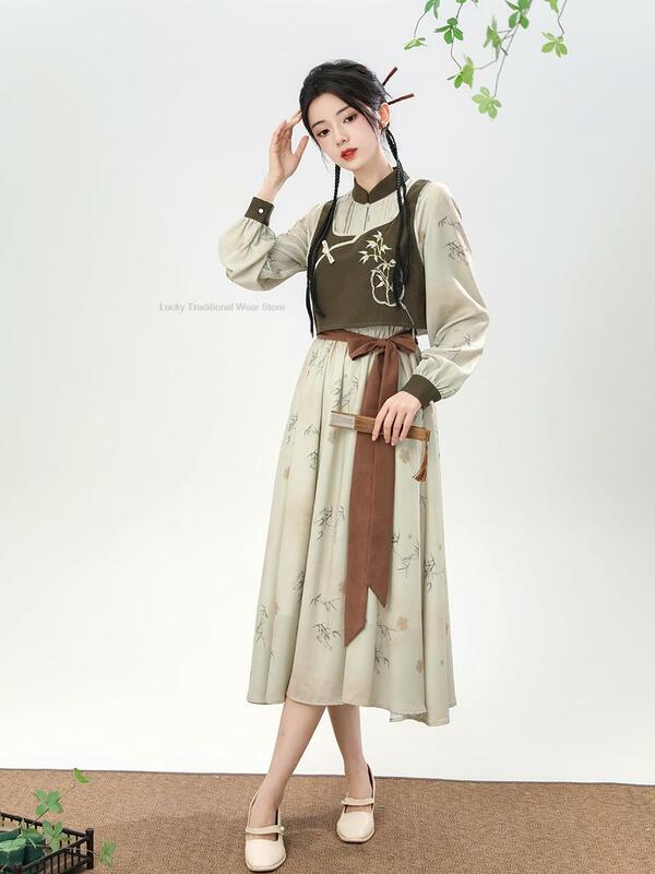 Frühling neue chinesische traditionelle Kleidung Lied Dynastie Hanfu Frauen chinesischen Stil modifiziert täglichen Kimono-Stil zweiteiligen Hanfu-Anzug