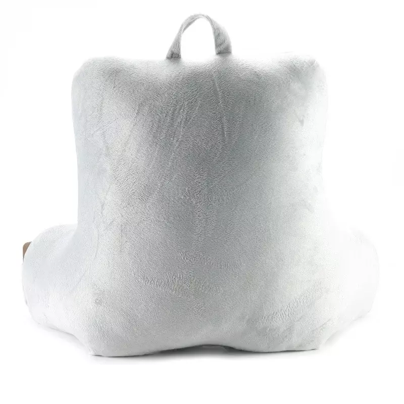 Bantal sandaran tempat tidur utama kain Mink abu-abu imitasi dengan isi poliester, perak lembut dengan saku