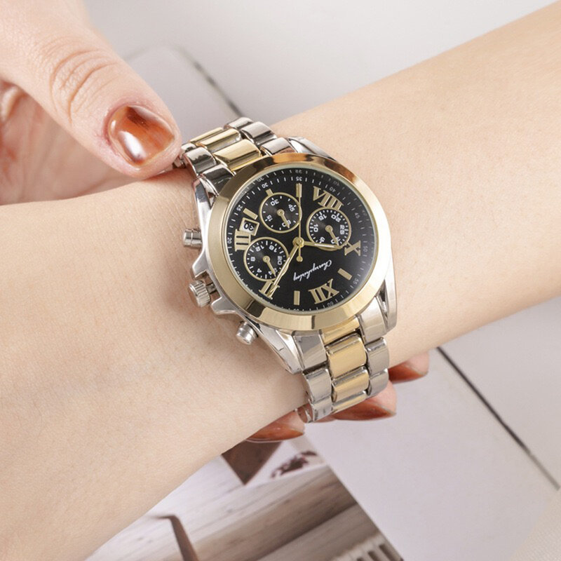 Paar Horloge Set Mannen Quartz Staal Horloge Voor Liefhebbers Luxe Womens Polshorlogio Logio Feminino Met Armband Nesklace 4 Stuks Geschenken