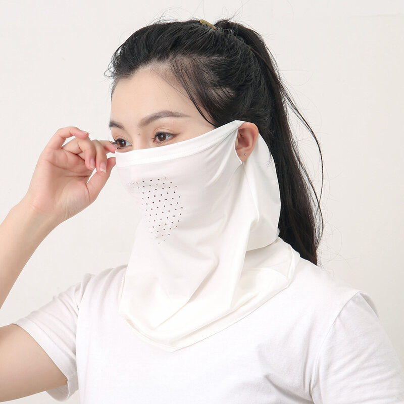 Summer UV Protection Face Scarf  Ice Silk Face Mask Sports Neck Wrap Cover Bib Outdoor Breathable Dustproof Sunscreen Mask