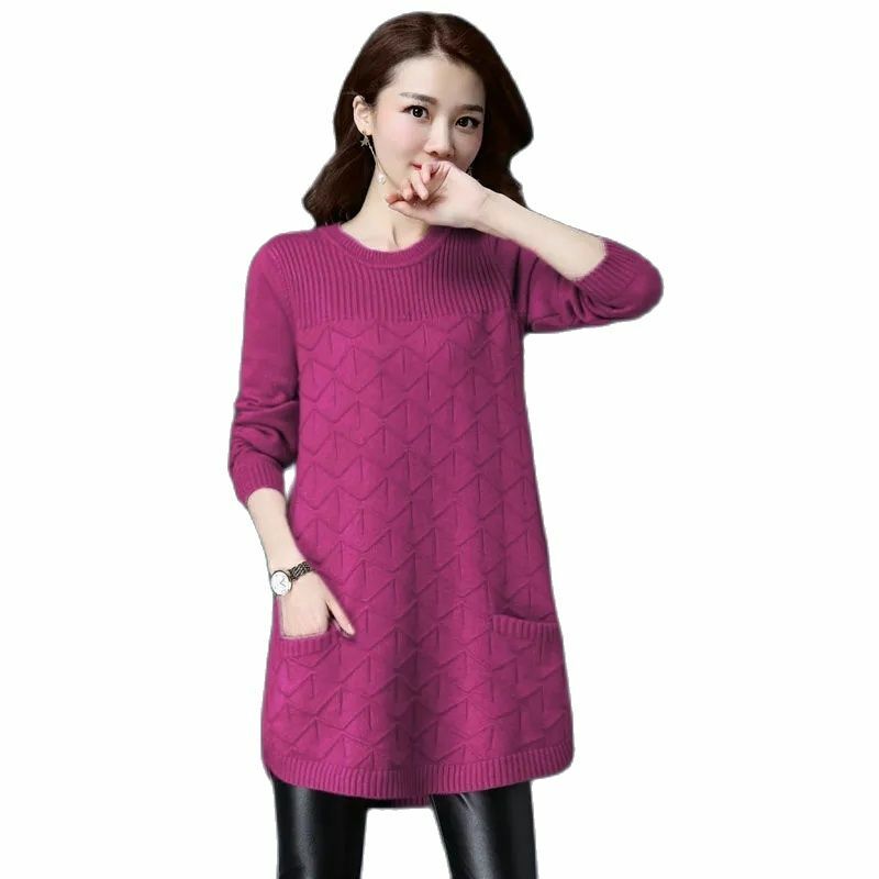 女性の長袖セーター,秋冬のセーター,肌に密着したラウンドネック,ニット,2023コレクション